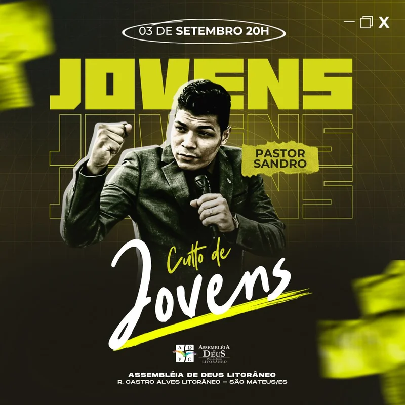 Com Pastor Sandro – Encontro de Avivamento | Culto de Jovens | Arte para Igreja Editável no Canva | Feed Com Pastor Sandro – Encontro de Avivamento | Culto de Jovens | Arte para Igreja Editável no Canva | Feed