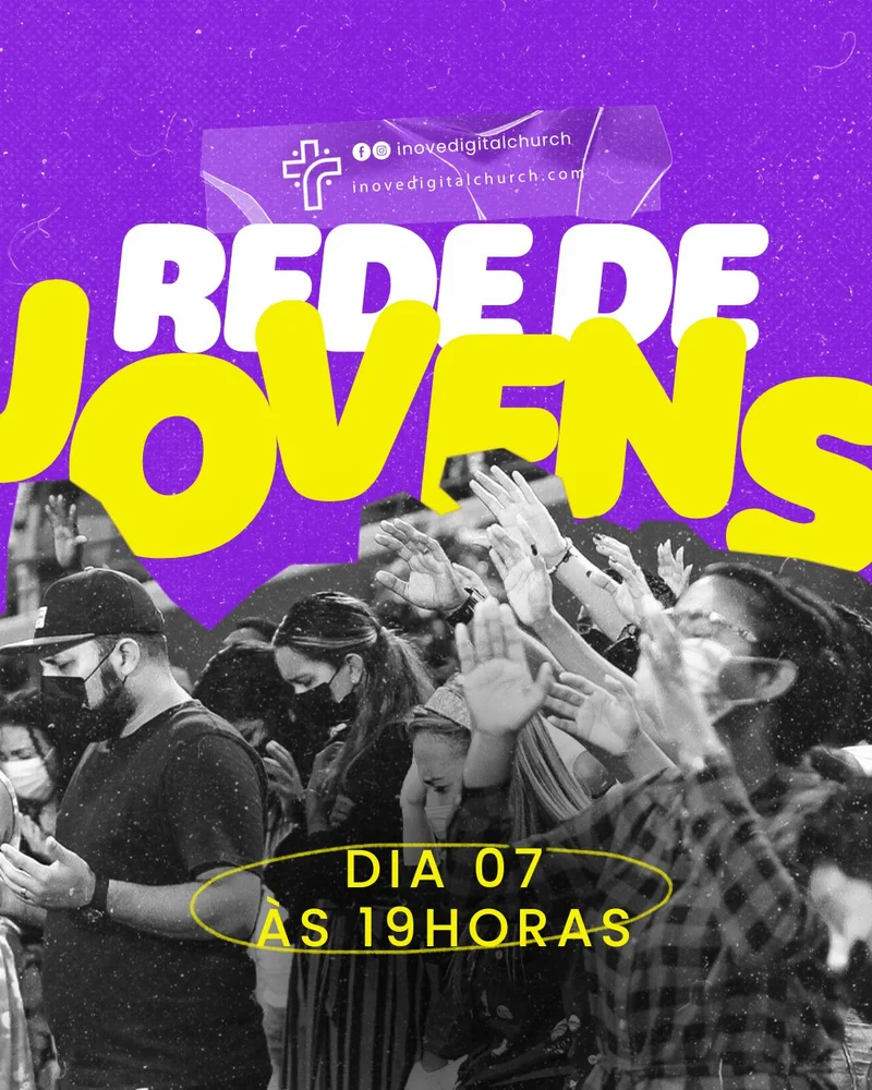 Rede de Jovens – Encontro de Avivamento | Culto de Jovens | Arte para Igreja Editável no Canva | Cartaz Rede de Jovens – Encontro de Avivamento | Culto de Jovens | Arte para Igreja Editável no Canva | Cartaz