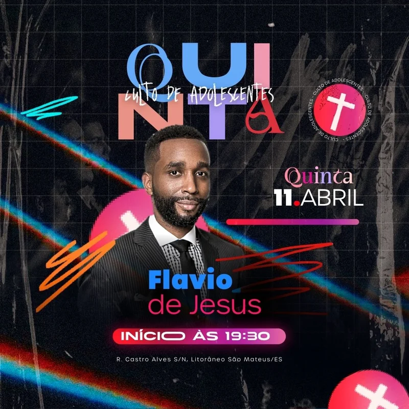 Culto de Adolescentes – Flavio de Jesus | Culto de Jovens | Arte para Igreja Editável no Canva | Feed Culto de Adolescentes – Flavio de Jesus | Culto de Jovens | Arte para Igreja Editável no Canva | Feed