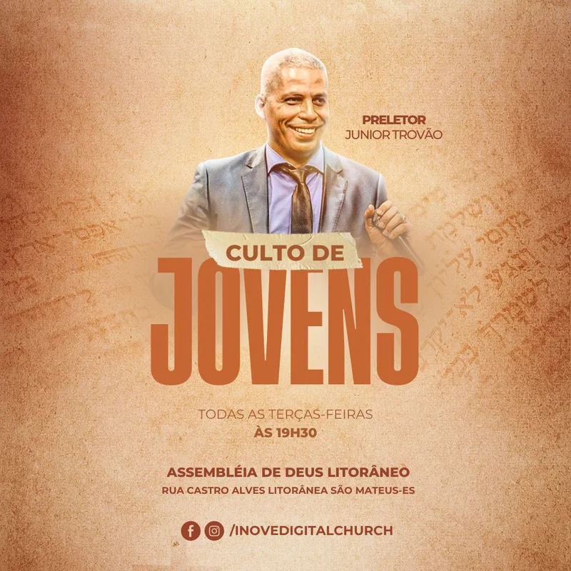 Arte Digital Gospel – Com Junior Trovão | Culto de Jovens | Arte para Igreja Editável no Canva | Feed Arte Digital Gospel – Com Junior Trovão | Culto de Jovens | Arte para Igreja Editável no Canva | Feed