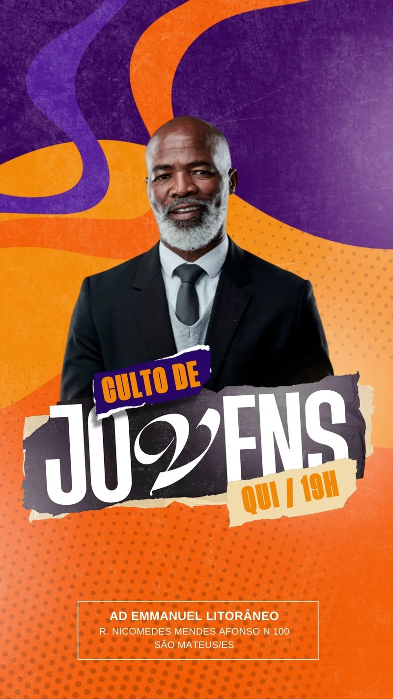 Quinta-Feira Jovem – Encontro com Líder | Culto de Jovens | Arte para Igreja Editável no Canva | Story