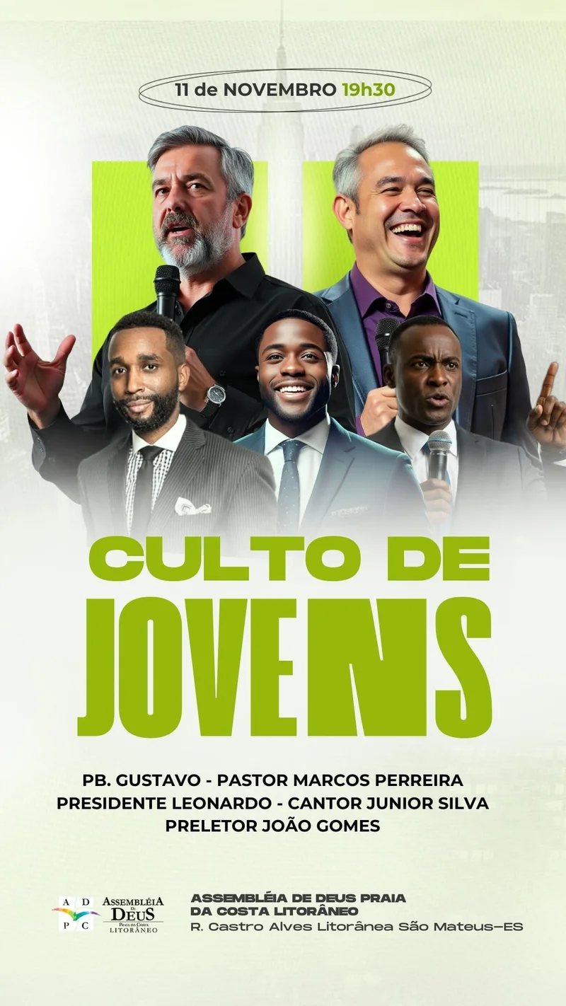 Com Múltiplos Ministros – Louvor e Palavra | Culto de Jovens | Arte para Igreja Editável no Canva | Story