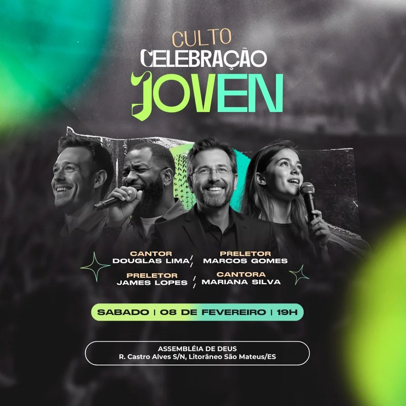 Culto de Jovens: Celebração Jovem – Encontro de Adoração e Louvor | Culto de Jovens | Arte para Igreja Editável no Canva | Feed Culto de Jovens: Celebração Jovem – Encontro de Adoração e Louvor | Culto de Jovens | Arte para Igreja Editável no Canva | Feed