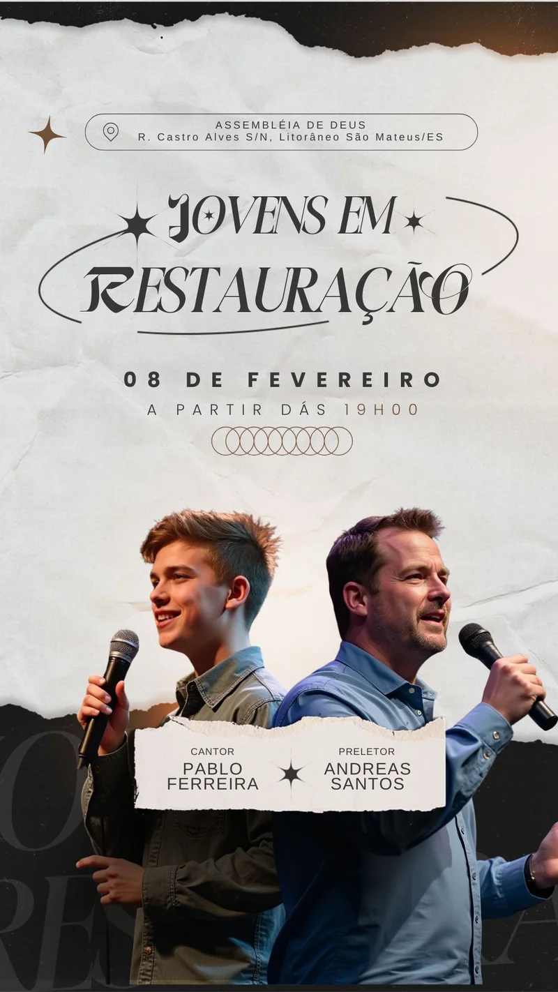 Culto de Jovens em Restauração – Encontro de Avivamento Jovem | Culto de Jovens | Arte para Igreja Editável no Canva | Story Culto de Jovens em Restauração – Encontro de Avivamento Jovem | Culto de Jovens | Arte para Igreja Editável no Canva | Story