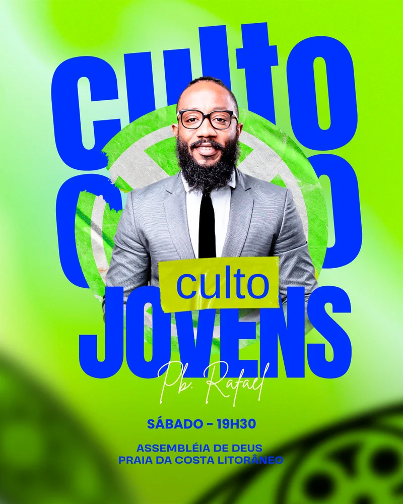 Culto de Jovens | Arte para Igreja Editável no Canva | Cartaz Culto de Jovens | Arte para Igreja Editável no Canva | Cartaz