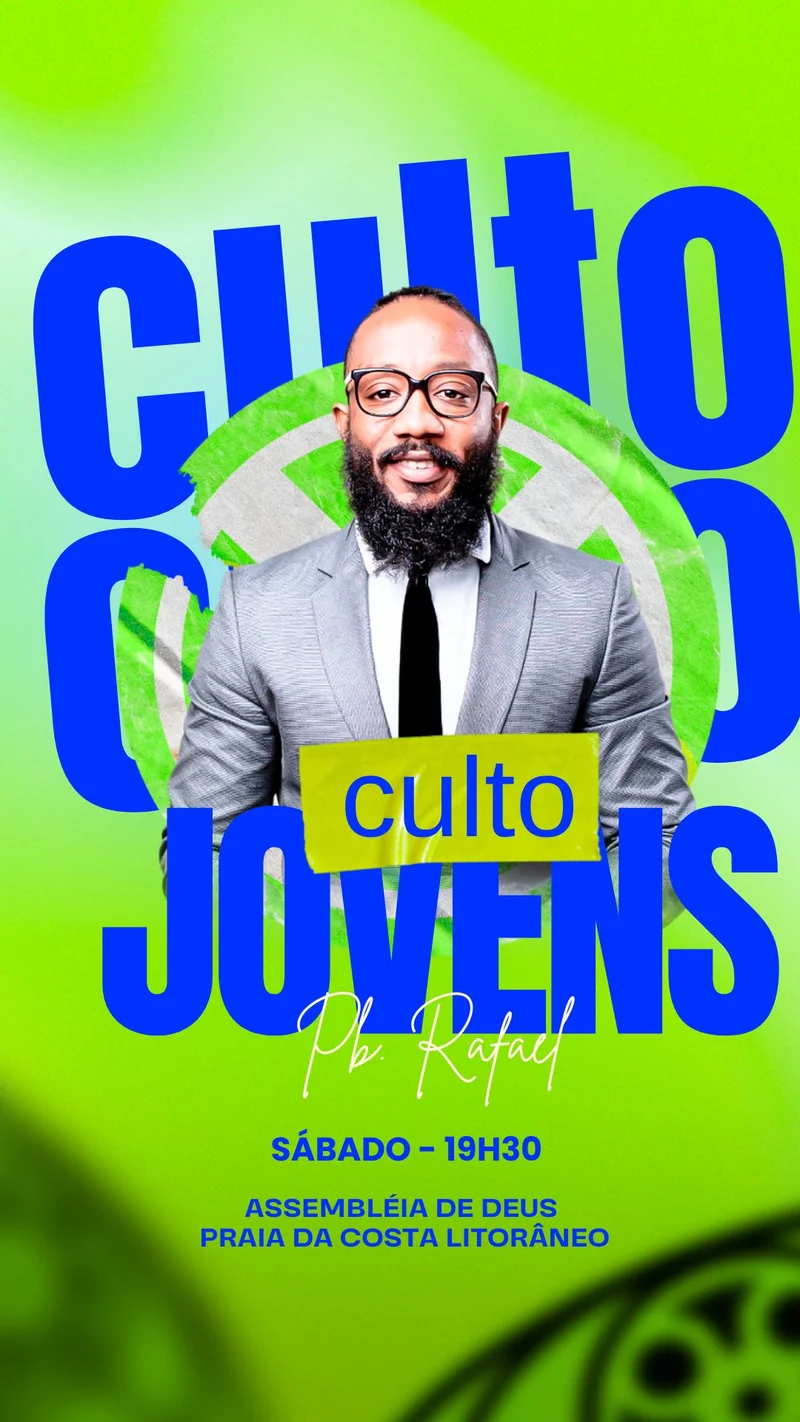 Culto de Jovens | Arte para Igreja Editável no Canva | Story