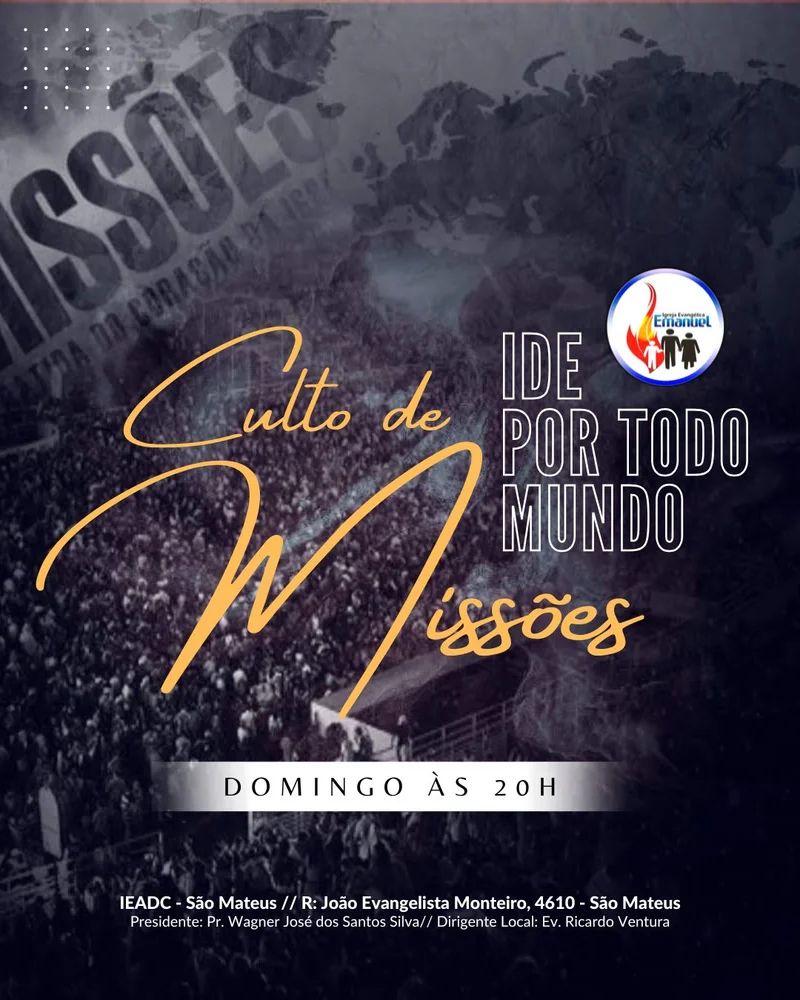Culto de Missões – Ide por Todo o Mundo | Culto de Missões | Arte para Igreja Editável no Canva | Cartaz Culto de Missões – Ide por Todo o Mundo | Culto de Missões | Arte para Igreja Editável no Canva | Cartaz