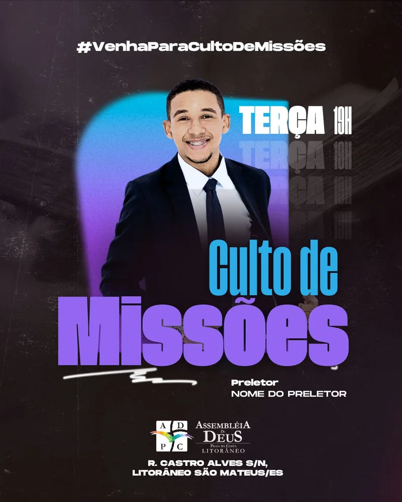 Culto de Missões com Preletor – Encontro de Intercessão Missionária | Culto de Missões | Arte para Igreja Editável no Canva | Cartaz Culto de Missões com Preletor – Encontro de Intercessão Missionária | Culto de Missões | Arte para Igreja Editável no Canva | Cartaz