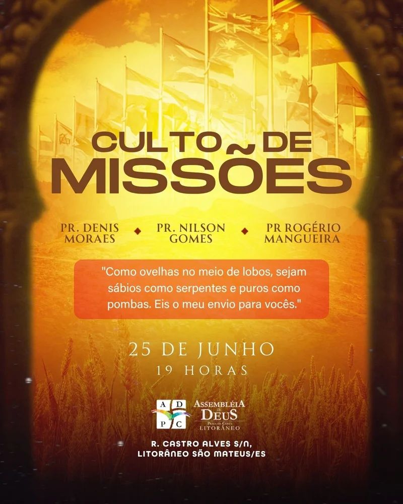 Conferência Missionária Internacional – Envios e Evangelização | Culto de Missões | Arte para Igreja Editável no Canva | Cartaz Conferência Missionária Internacional – Envios e Evangelização | Culto de Missões | Arte para Igreja Editável no Canva | Cartaz