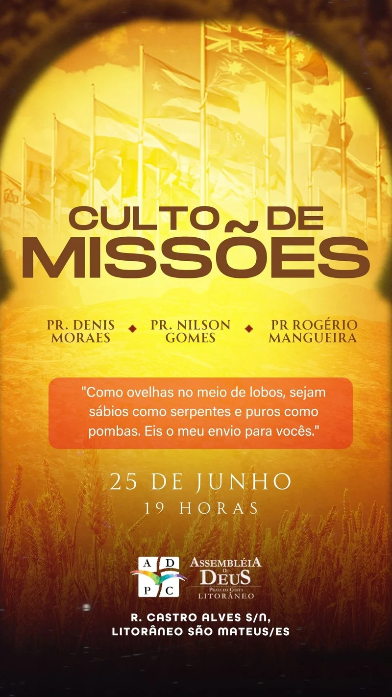 Conferência Missionária Internacional – Envios e Evangelização | Culto de Missões | Arte para Igreja Editável no Canva | Story Conferência Missionária Internacional – Envios e Evangelização | Culto de Missões | Arte para Igreja Editável no Canva | Story