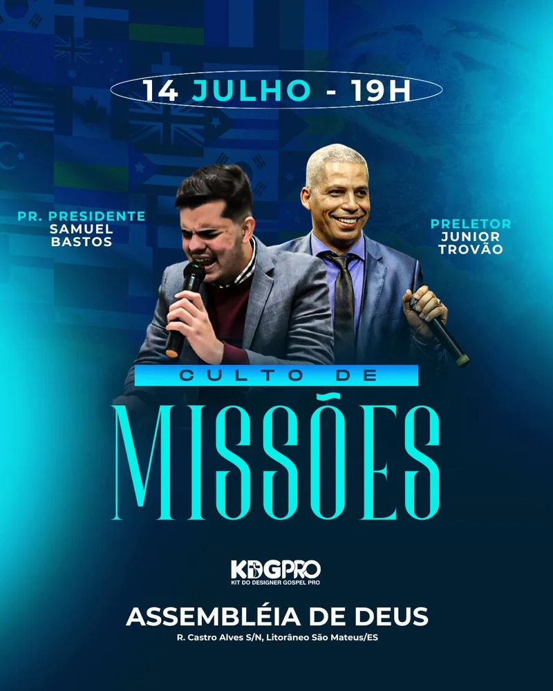 Evangelismo Mundial | Culto de Missões | Arte para Igreja Editável no Canva | Cartaz