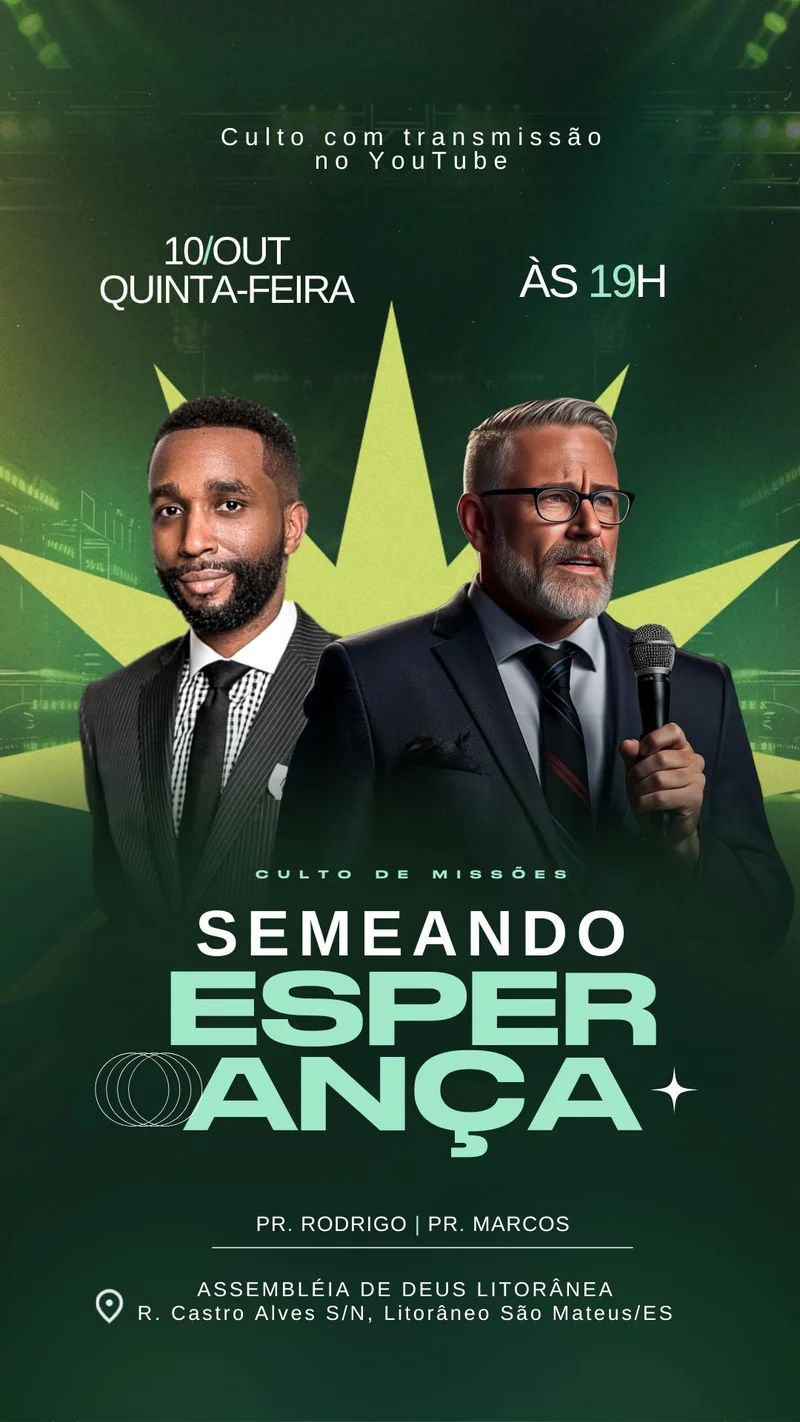 Semeando Esperança | Culto de Missões | Arte para Igreja Editável no Canva | Story