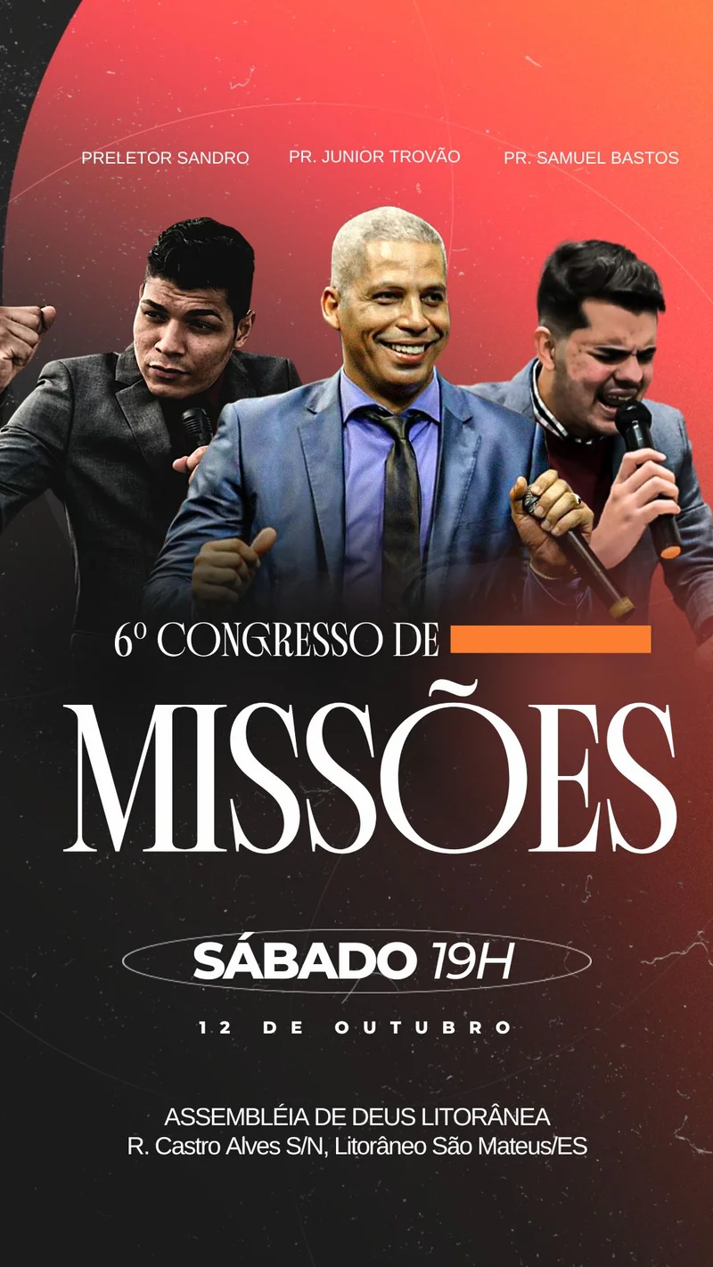 Congresso Missionário | Culto de Missões | Arte para Igreja Editável no Canva | Story