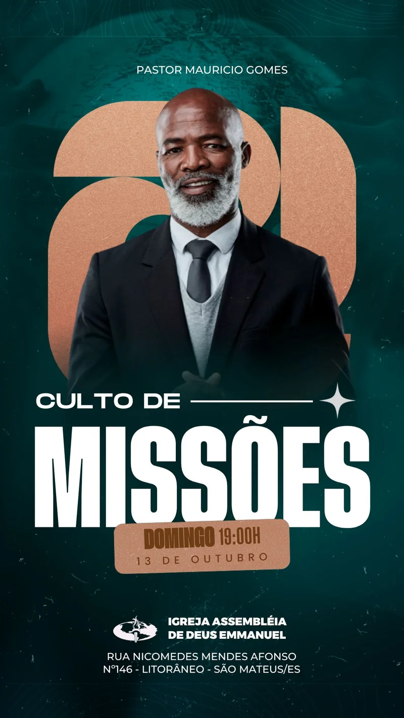 Louvor Missionário | Culto de Missões | Arte para Igreja Editável no Canva | Story