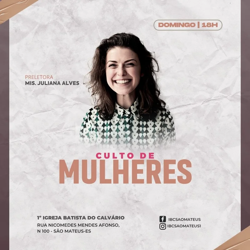 Culto de Mulheres – 1ª Igreja Batista do Calvário | Culto de Mulheres | Arte para Igreja Editável no Canva | Feed Culto de Mulheres – 1ª Igreja Batista do Calvário | Culto de Mulheres | Arte para Igreja Editável no Canva | Feed