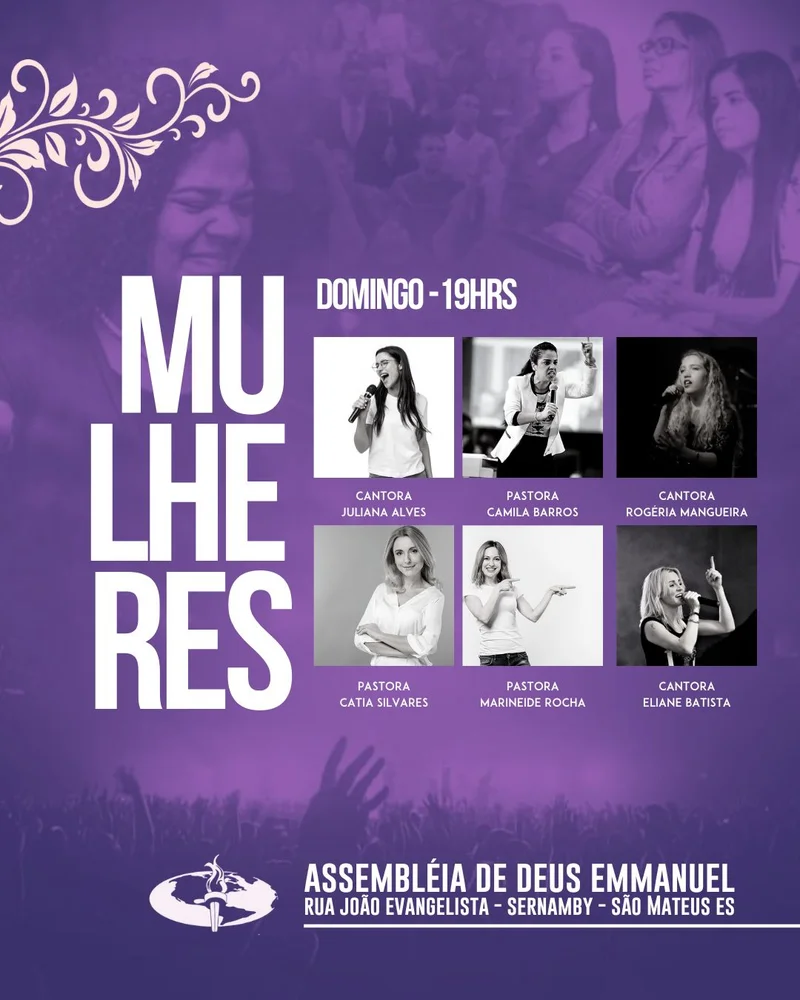 Encontro de Mulheres – Assembleia de Deus | Culto de Mulheres | Arte para Igreja Editável no Canva | Cartaz Encontro de Mulheres – Assembleia de Deus | Culto de Mulheres | Arte para Igreja Editável no Canva | Cartaz