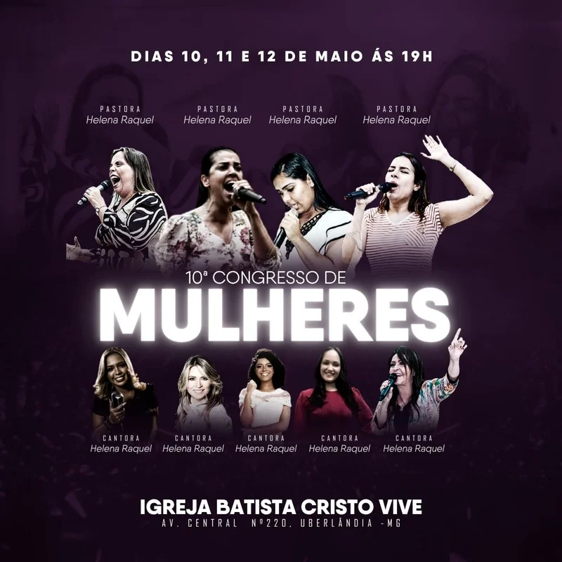 10º Congresso de Mulheres | Culto de Mulheres | Arte para Igreja Editável no Canva | Feed 10º Congresso de Mulheres | Culto de Mulheres | Arte para Igreja Editável no Canva | Feed