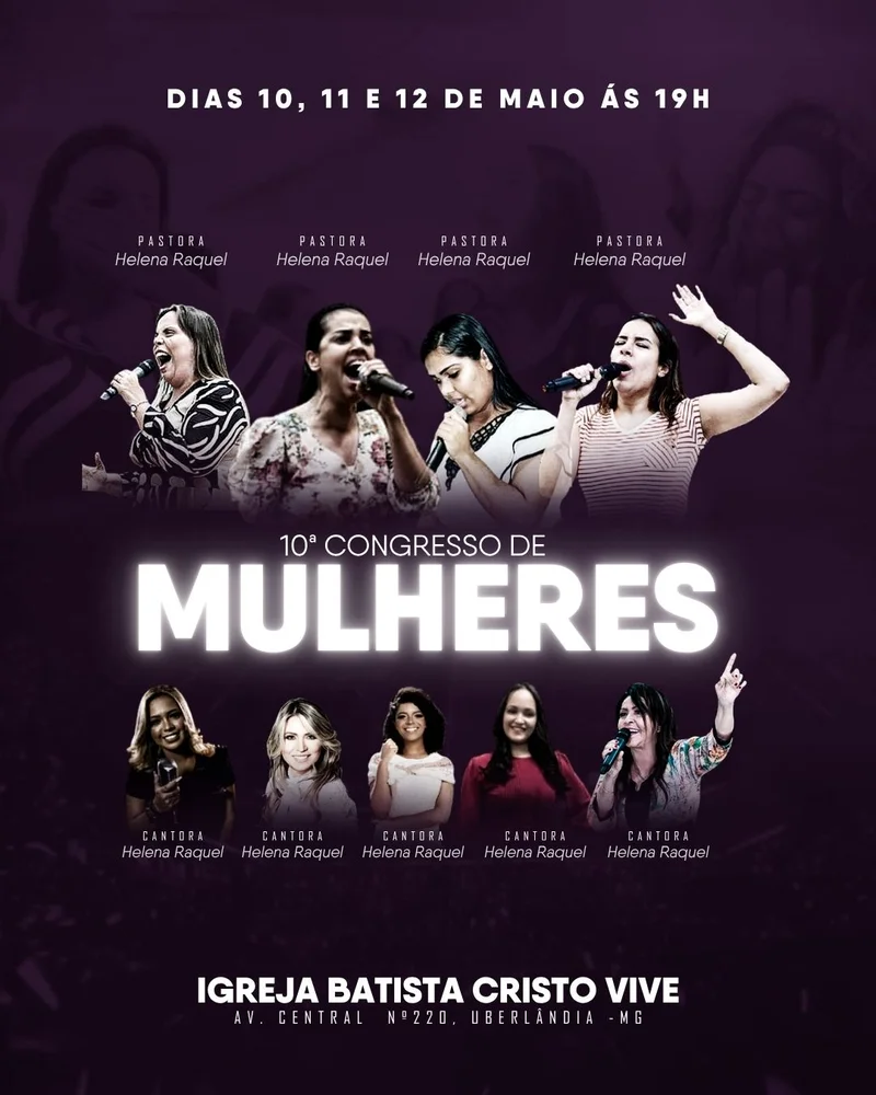 10º Congresso de Mulheres | Culto de Mulheres | Arte para Igreja Editável no Canva | Cartaz 10º Congresso de Mulheres | Culto de Mulheres | Arte para Igreja Editável no Canva | Cartaz