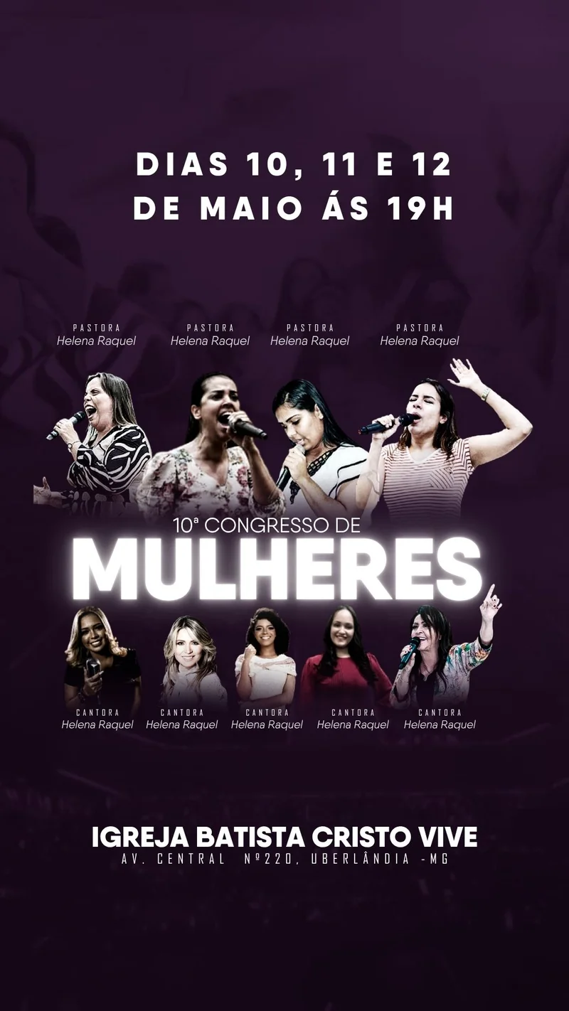 10º Congresso de Mulheres | Culto de Mulheres | Arte para Igreja Editável no Canva | Story 10º Congresso de Mulheres | Culto de Mulheres | Arte para Igreja Editável no Canva | Story