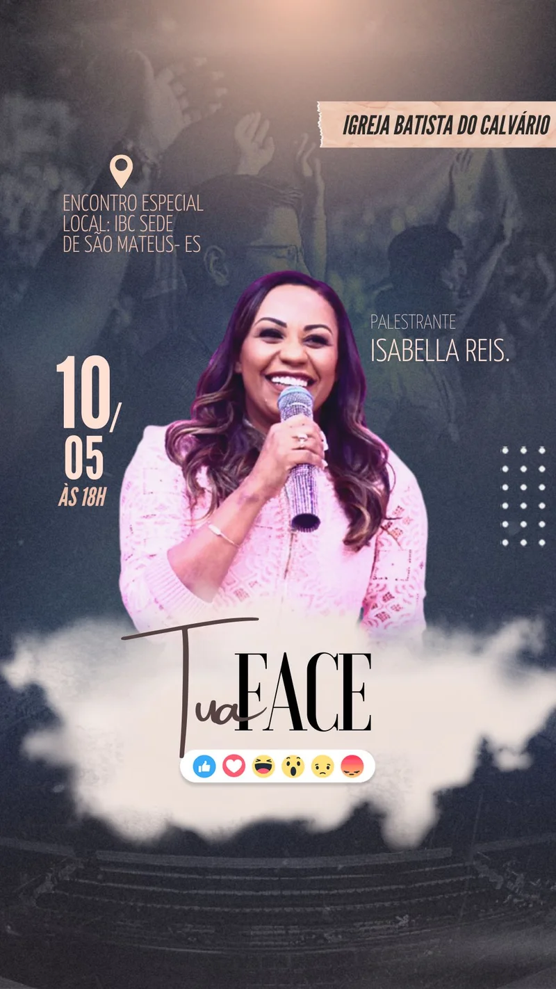 Encontro Especial de Mulheres – “Tua Face” | Culto de Mulheres | Arte para Igreja Editável no Canva | Story Encontro Especial de Mulheres – “Tua Face” | Culto de Mulheres | Arte para Igreja Editável no Canva | Story