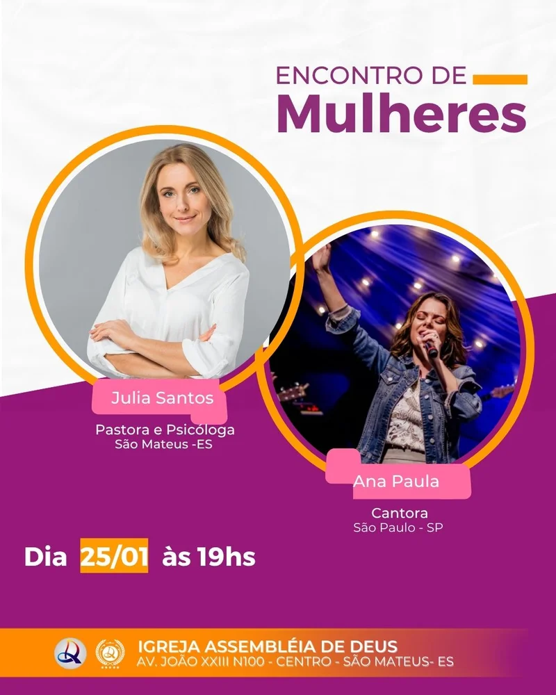 Encontro de Mulheres – Igreja Assembleia de Deus | Culto de Mulheres | Arte para Igreja Editável no Canva | Cartaz Encontro de Mulheres – Igreja Assembleia de Deus | Culto de Mulheres | Arte para Igreja Editável no Canva | Cartaz