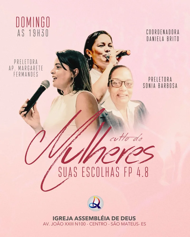 Culto de Mulheres – Suas Escolhas (Fp 4:8) | Culto de Mulheres | Arte para Igreja Editável no Canva | Cartaz Culto de Mulheres – Suas Escolhas (Fp 4:8) | Culto de Mulheres | Arte para Igreja Editável no Canva | Cartaz