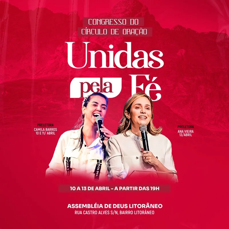 Congresso do Círculo de Oração – Unidas pela Fé | Culto de Mulheres | Arte para Igreja Editável no Canva | Feed Congresso do Círculo de Oração – Unidas pela Fé | Culto de Mulheres | Arte para Igreja Editável no Canva | Feed