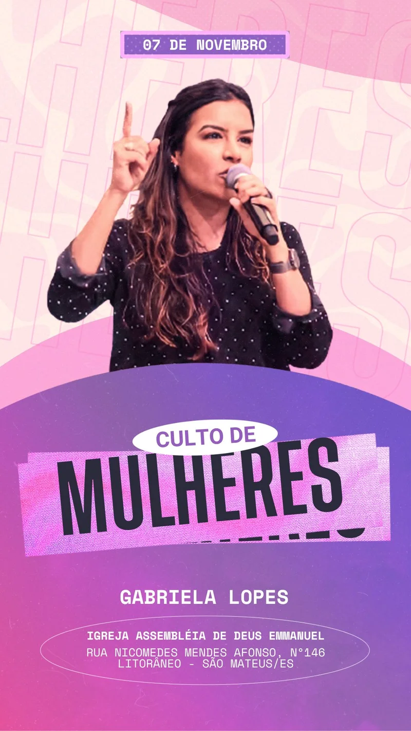 Encontro Feminino | Culto de Mulheres | Arte para Igreja Editável no Canva | Story Encontro Feminino | Culto de Mulheres | Arte para Igreja Editável no Canva | Story