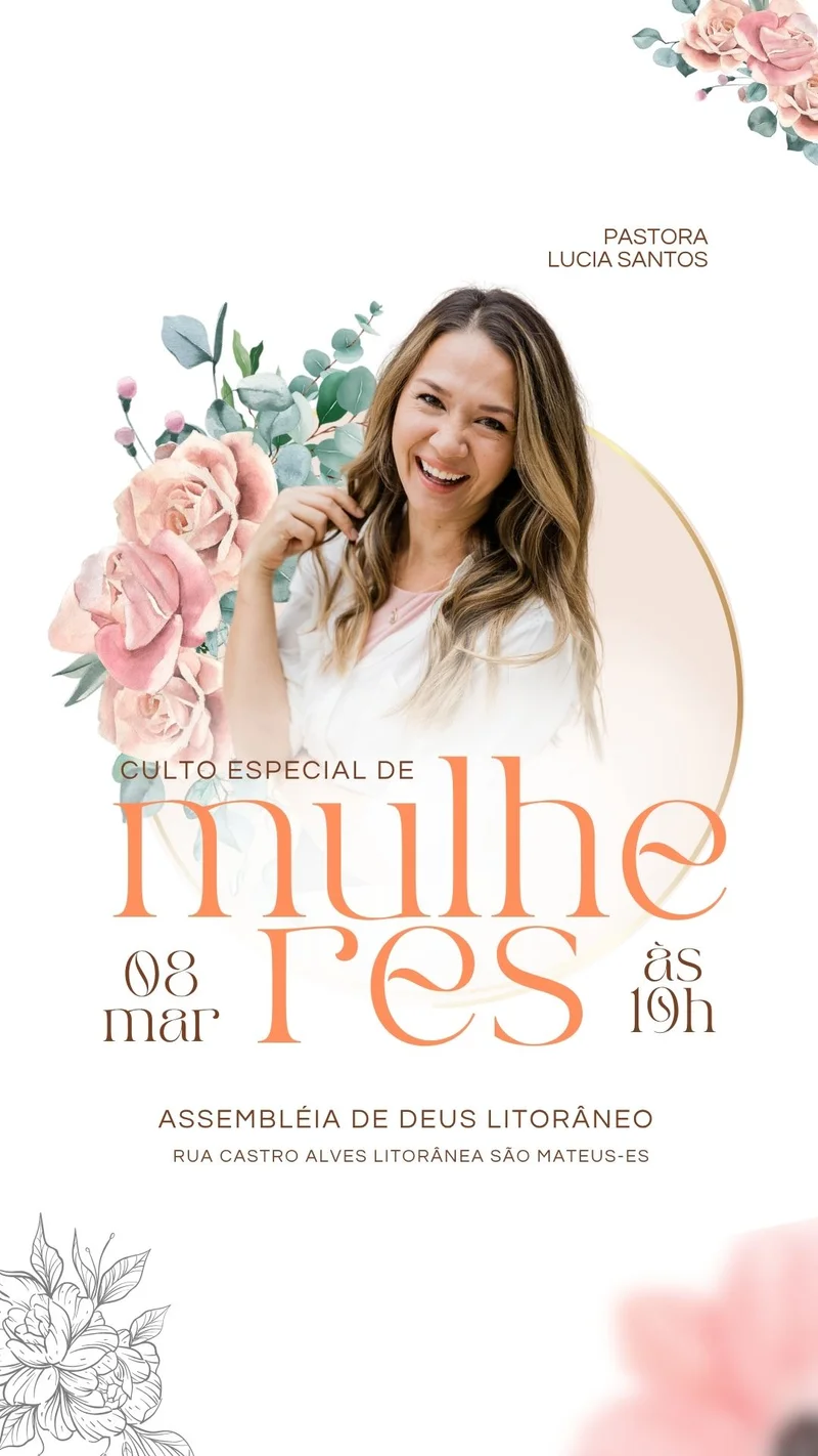Culto Especial de Mulheres | Culto de Mulheres | Arte para Igreja Editável no Canva | Story Culto Especial de Mulheres | Culto de Mulheres | Arte para Igreja Editável no Canva | Story