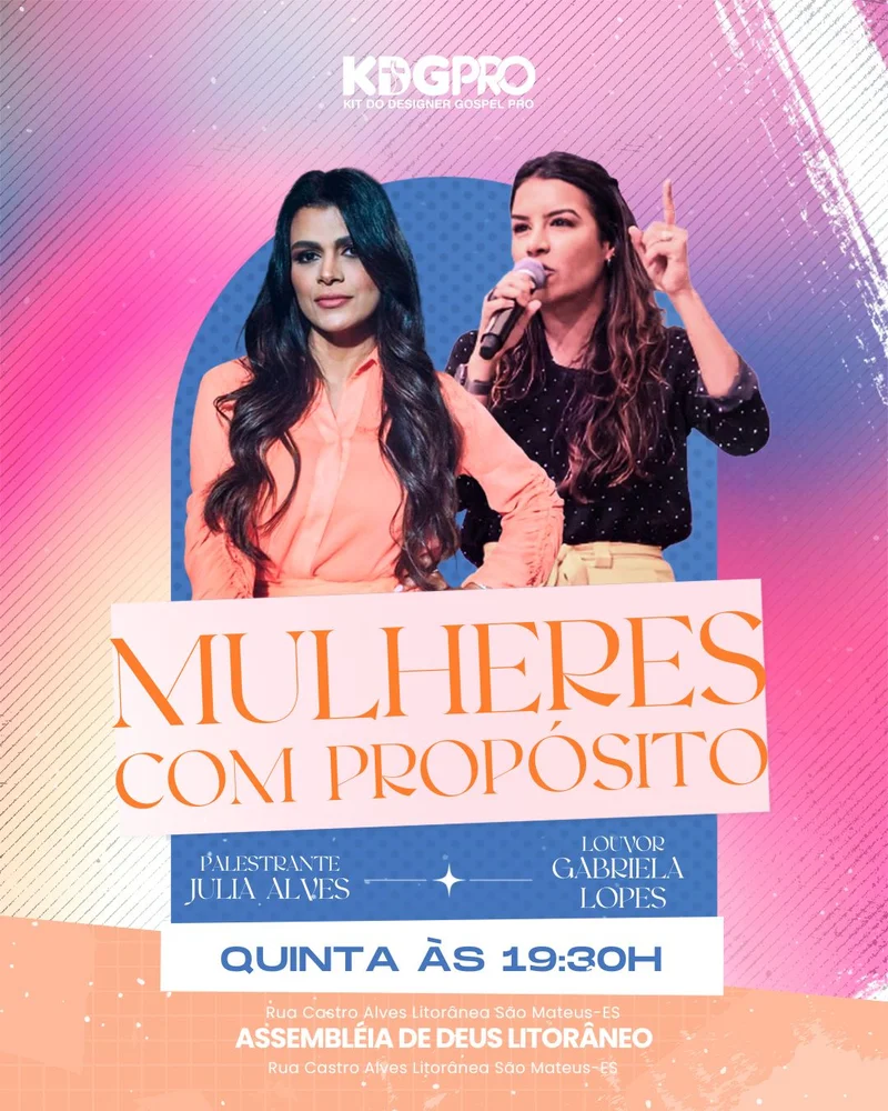 Mulheres com Propósito | Culto de Mulheres | Arte para Igreja Editável no Canva | Cartaz Mulheres com Propósito | Culto de Mulheres | Arte para Igreja Editável no Canva | Cartaz