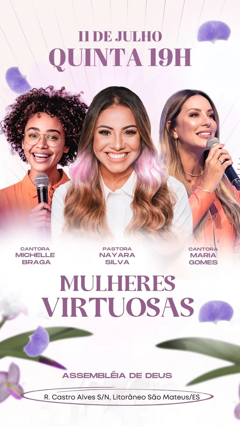 Mulheres Virtuosas | Culto de Mulheres | Arte para Igreja Editável no Canva | Story Mulheres Virtuosas | Culto de Mulheres | Arte para Igreja Editável no Canva | Story