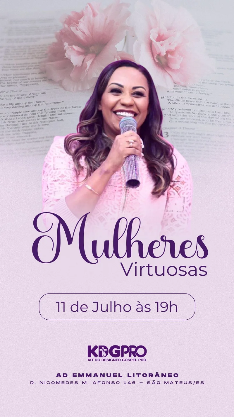 Mulheres Virtuosas | Culto de Mulheres | Arte para Igreja Editável no Canva | Story Mulheres Virtuosas | Culto de Mulheres | Arte para Igreja Editável no Canva | Story