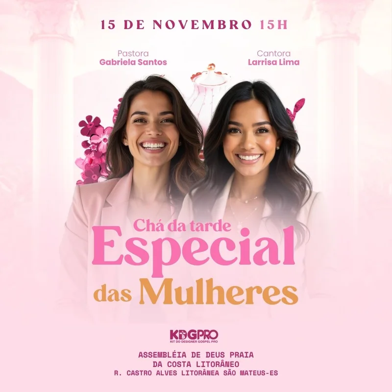 Chá da Tarde Especial | Culto de Mulheres | Arte para Igreja Editável no Canva | Feed Chá da Tarde Especial | Culto de Mulheres | Arte para Igreja Editável no Canva | Feed