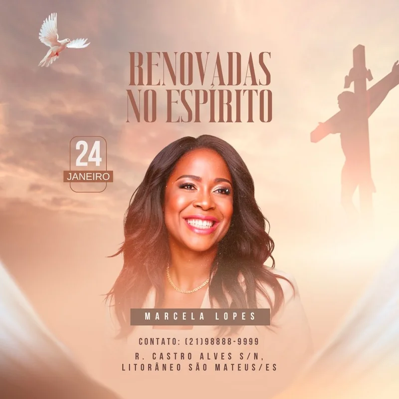 Renovadas no Espírito | Culto de Mulheres | Arte para Igreja Editável no Canva | Feed Renovadas no Espírito | Culto de Mulheres | Arte para Igreja Editável no Canva | Feed