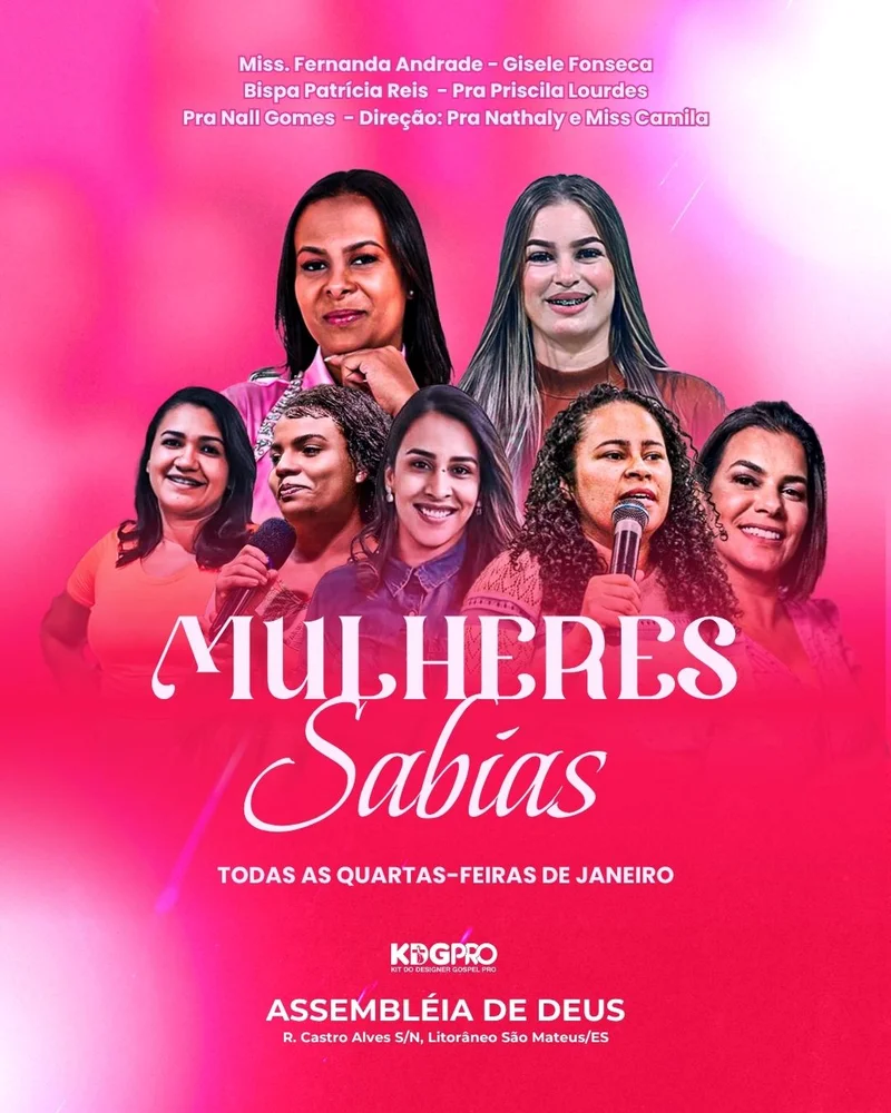 Mulheres Sábias | Culto de Mulheres | Arte para Igreja Editável no Canva | Cartaz