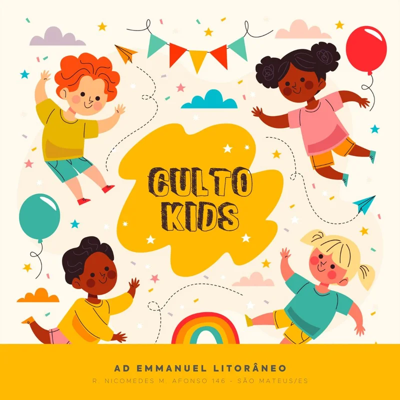 Culto Kids | Culto Infantil | Arte para Igreja Editável no Canva | Feed Culto Kids | Culto Infantil | Arte para Igreja Editável no Canva | Feed