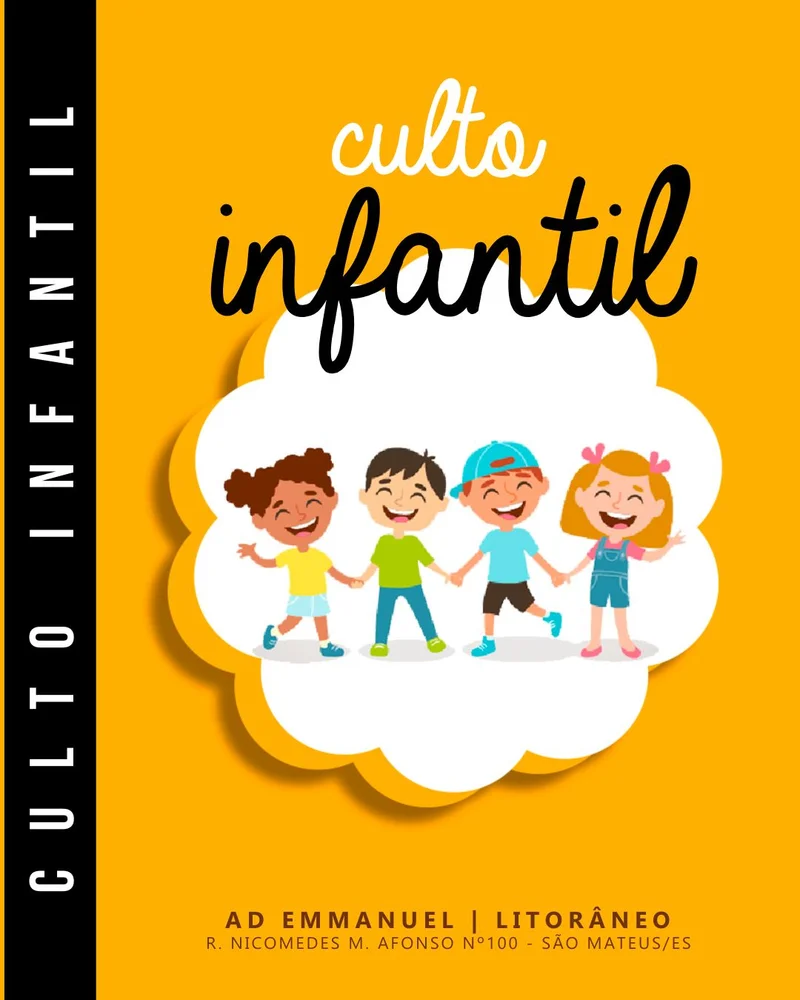 Culto Infantil – AD Emmanuel – Litorâneo | Culto Infantil | Arte para Igreja Editável no Canva | Cartaz Culto Infantil – AD Emmanuel – Litorâneo | Culto Infantil | Arte para Igreja Editável no Canva | Cartaz