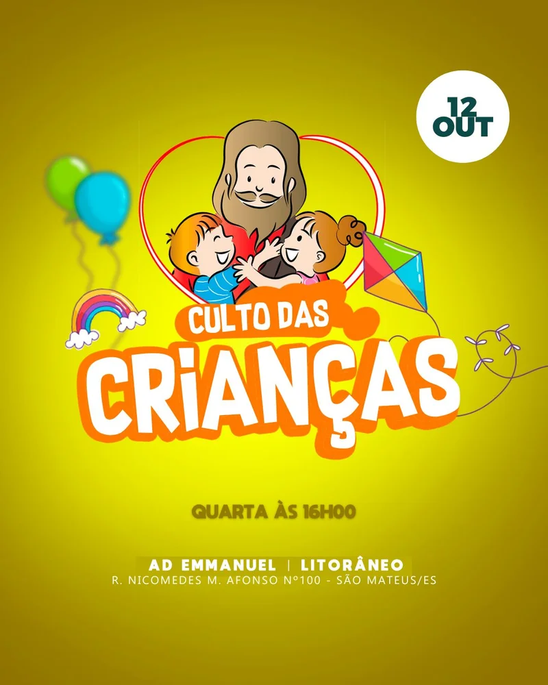 Dia das Crianças – Culto Especial | Culto Infantil | Arte para Igreja Editável no Canva | Cartaz Dia das Crianças – Culto Especial | Culto Infantil | Arte para Igreja Editável no Canva | Cartaz