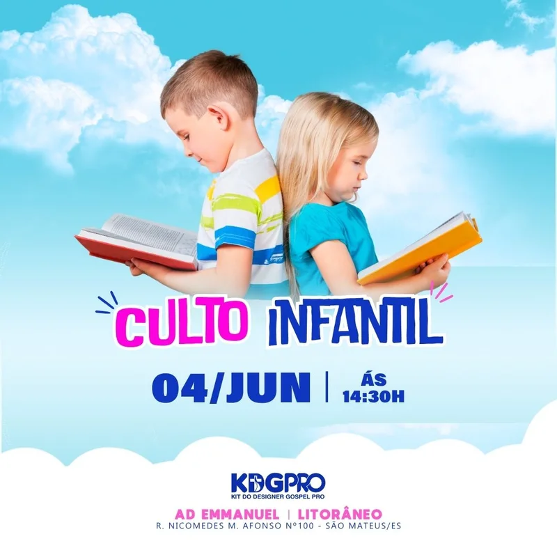 Culto Kids | Culto Infantil | Arte para Igreja Editável no Canva | Feed Culto Kids | Culto Infantil | Arte para Igreja Editável no Canva | Feed