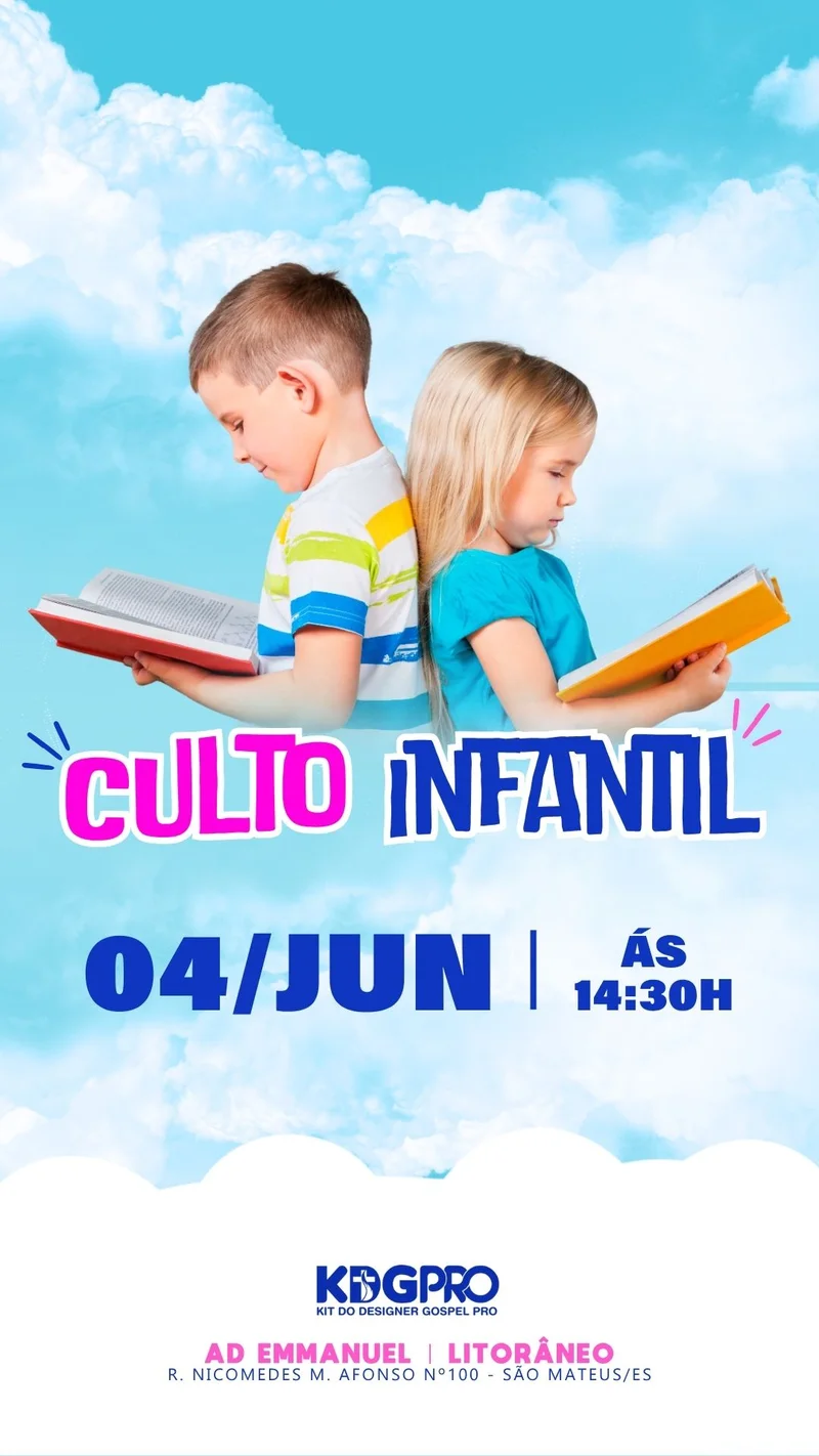Culto Kids | Culto Infantil | Arte para Igreja Editável no Canva | Story Culto Kids | Culto Infantil | Arte para Igreja Editável no Canva | Story