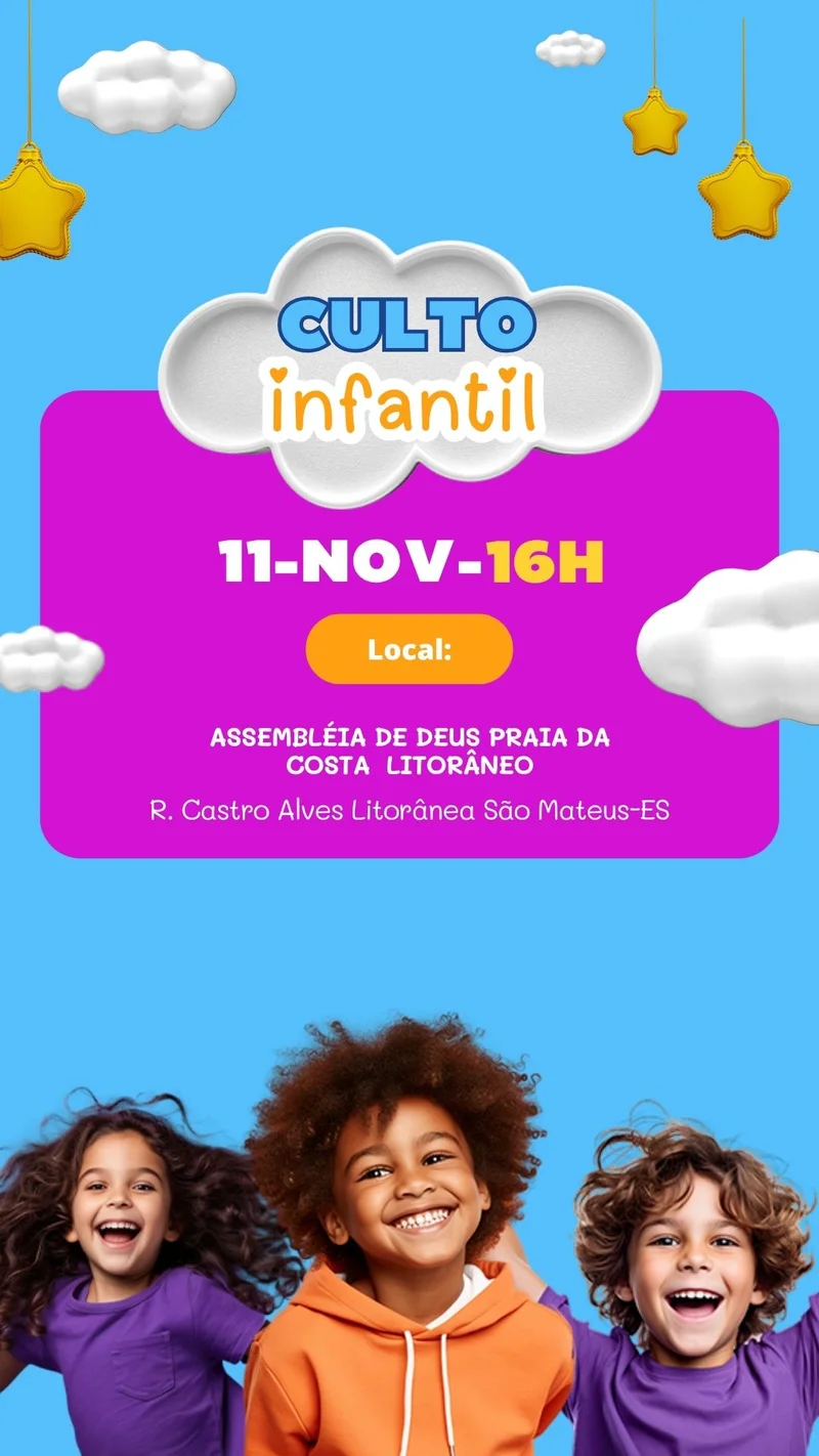 Culto Kids – Culto para Crianças | Culto Infantil | Arte para Igreja Editável no Canva | Story Culto Kids – Culto para Crianças | Culto Infantil | Arte para Igreja Editável no Canva | Story