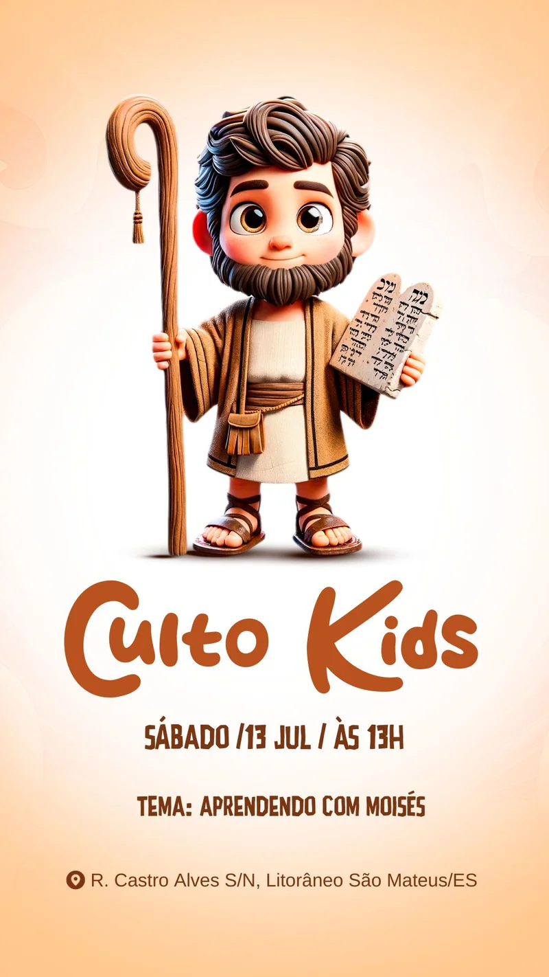 Aprendendo com Moisés | Culto Infantil | Arte para Igreja Editável no Canva | Story