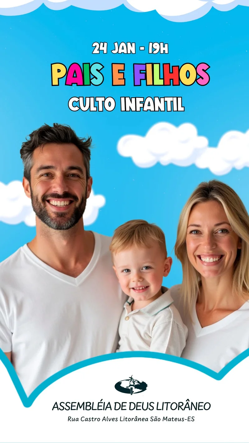 Pais e Filhos | Culto Infantil | Arte para Igreja Editável no Canva | Story Pais e Filhos | Culto Infantil | Arte para Igreja Editável no Canva | Story