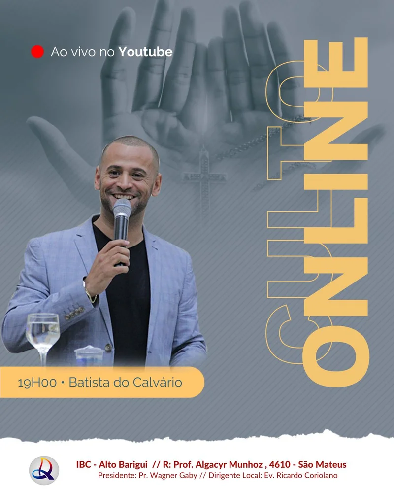 Culto Online – Ao Vivo no YouTube | Culto Online | Arte para Igreja Editável no Canva | Cartaz Culto Online – Ao Vivo no YouTube | Culto Online | Arte para Igreja Editável no Canva | Cartaz