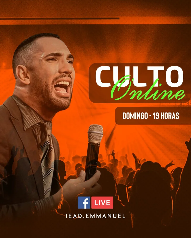 Culto Online – Live no Facebook | Culto Online | Arte para Igreja Editável no Canva | Cartaz Culto Online – Live no Facebook | Culto Online | Arte para Igreja Editável no Canva | Cartaz