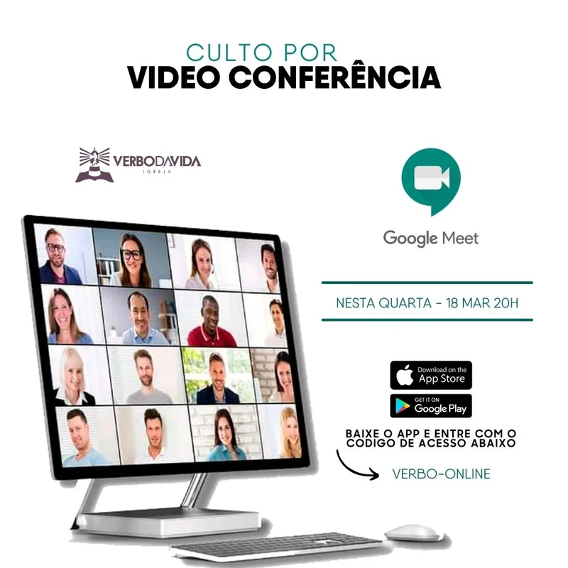Culto por Videoconferência | Culto Online | Arte para Igreja Editável no Canva | Feed Culto por Videoconferência | Culto Online | Arte para Igreja Editável no Canva | Feed
