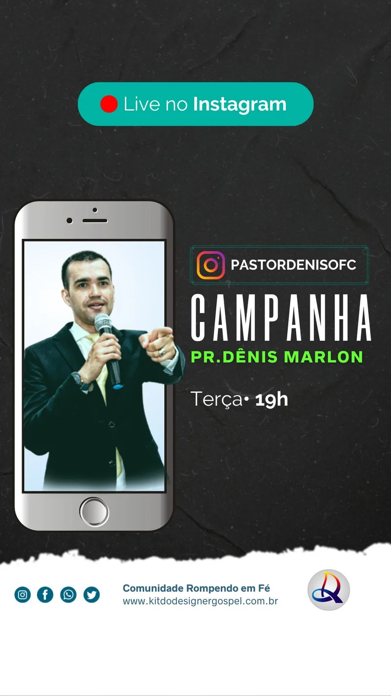 Live no Instagram – Campanha de Fé | Culto Online | Arte para Igreja Editável no Canva | Story
