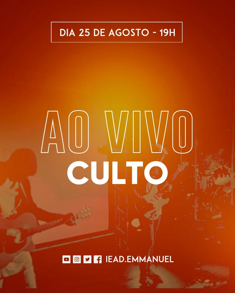 Culto Ao Vivo | Culto Online | Arte para Igreja Editável no Canva | Cartaz