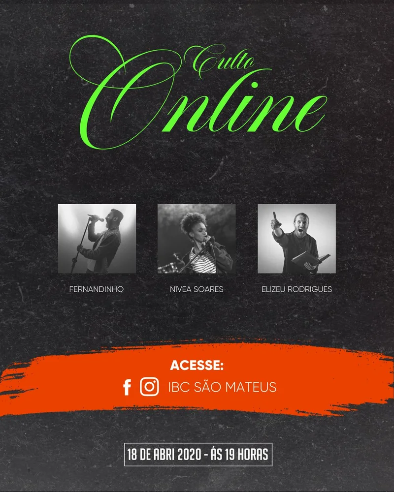Culto Online – IBC São Mateus | Culto Online | Arte para Igreja Editável no Canva | Cartaz
