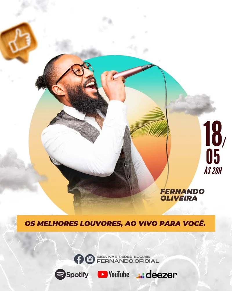 Os Melhores Louvores – Ao Vivo para Você | Culto Online | Arte para Igreja Editável no Canva | Cartaz